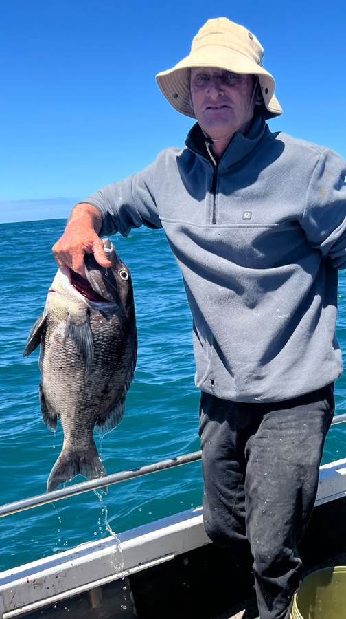 Angler with a blacktail caught on the reef